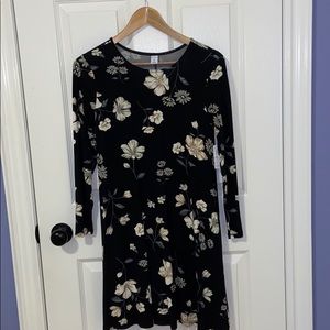 Black floral a-line dress